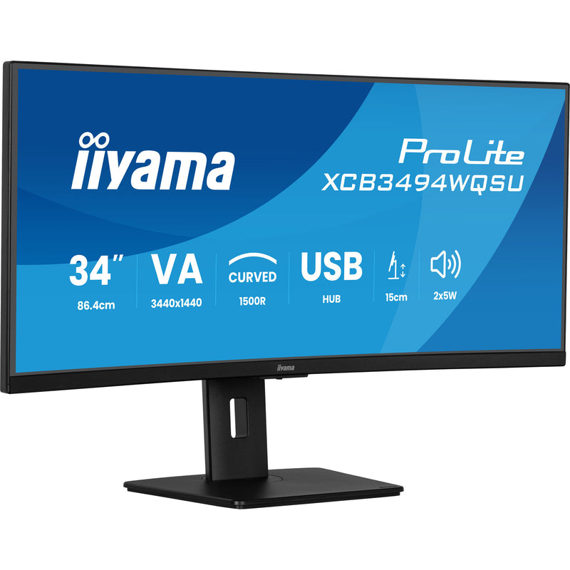 Afbeelding laden in galerijviewer, Iiyama prolite xcb3494wqsu-b1 34 curved ultrawide monitor (zwart, 2x hdmi, displayport, 2x usb-a, 2x usb-c)
