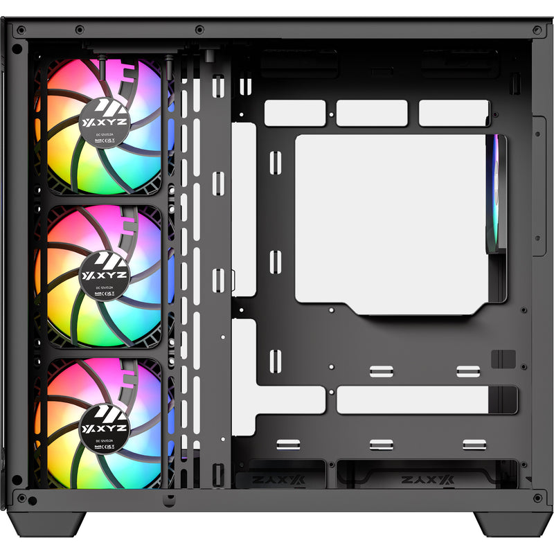 Afbeelding laden in galerijviewer, Xyz pc gear tesseract x midi tower behuizing (zwart | 2x usb-a | 1x usb-c | tempered glass)
