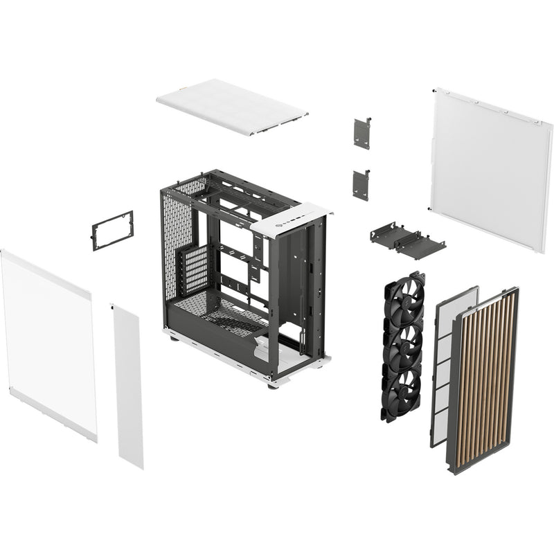 Afbeelding laden in galerijviewer, Fractal design north xl rc chalk white tg clear midi tower behuizing (wit houtkleur | 2x usb-a | 1x usb-c | tempered glass)