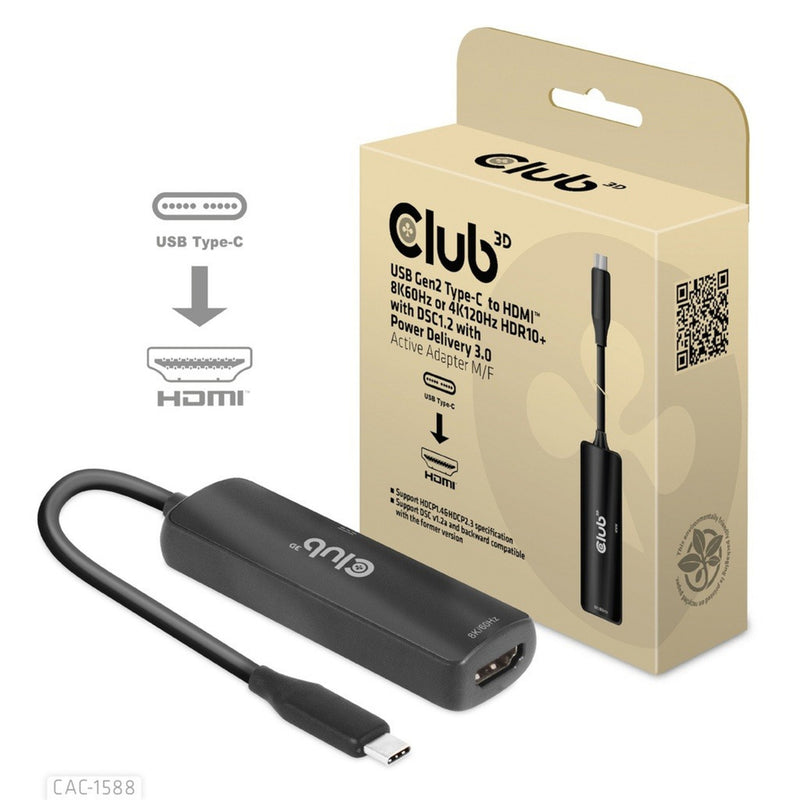 Afbeelding laden in galerijviewer, Club 3d usb-c naar hdmi 2.1+ pd 3.0 100 watt adapter (zwart)
