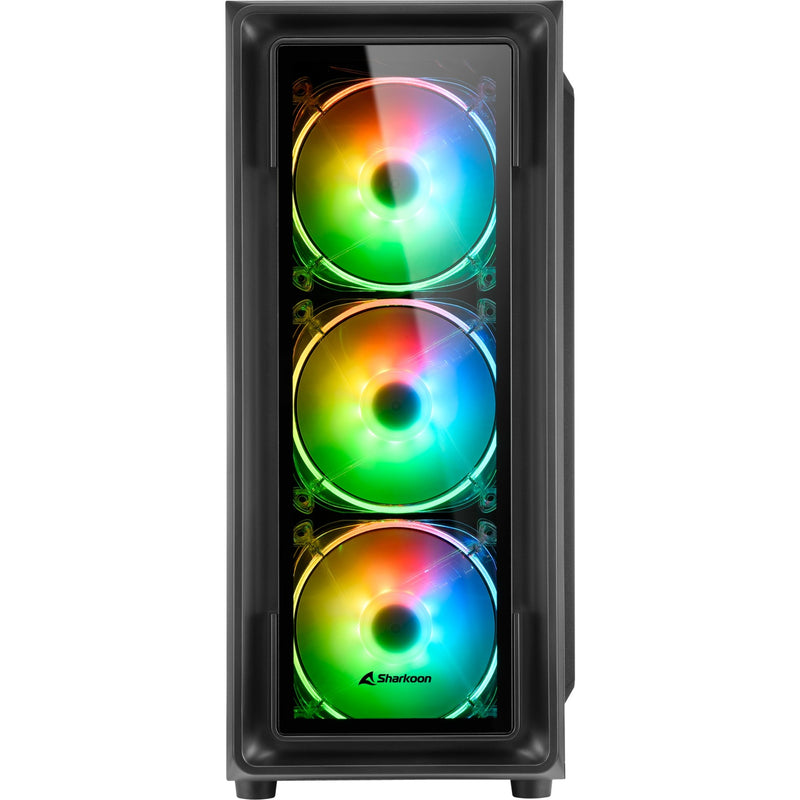 Afbeelding laden in galerijviewer, Sharkoon tk4 rgb midi tower behuizing (zwart | 4x usb-a | rgb | tempered glass)