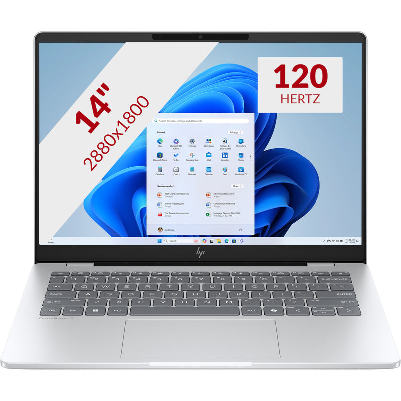 Afbeelding laden in galerijviewer, Hp omnibook 7 14-fr0020nd (cf1y7ea) 14 laptop (zilver | ultra 7 255h | arc 140t | 32 gb | 1 tb ssd)
