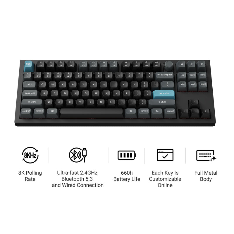 Afbeelding laden in galerijviewer, Keychron q3 ultra-m3 8k wireless custom mechanical keyboard (zwart, us lay-out (qwerty), silk pom brown, 80% (tkl), rgb, hot swap, 8k, 2.4 ghz | bluetooth 5.2 | usb-c)