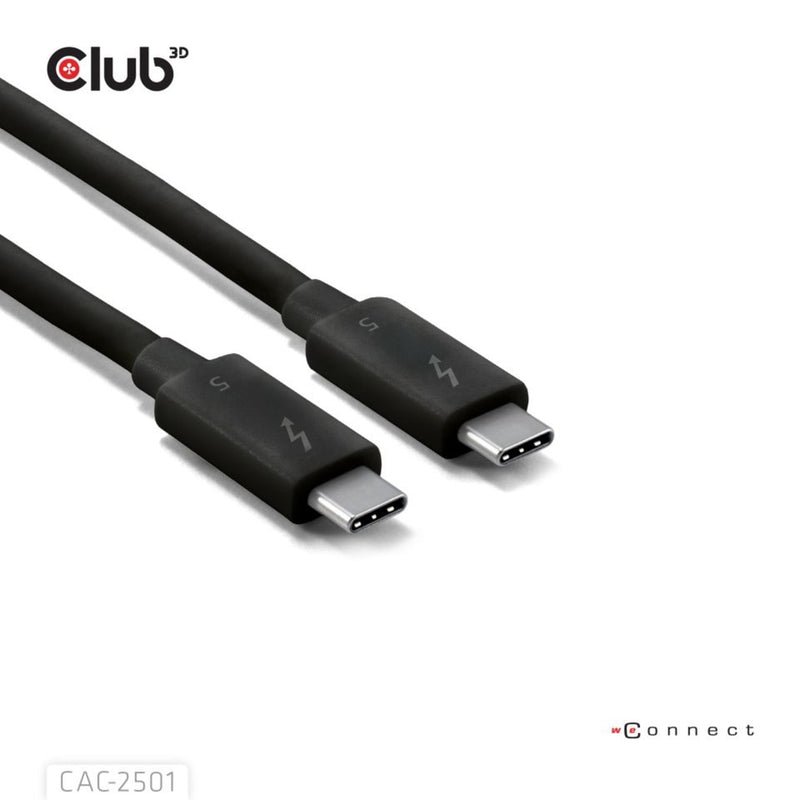 Afbeelding laden in galerijviewer, Club 3d gecertificeerde thunderbolt 5 kabel (zwart, 1 meter, 240 w)