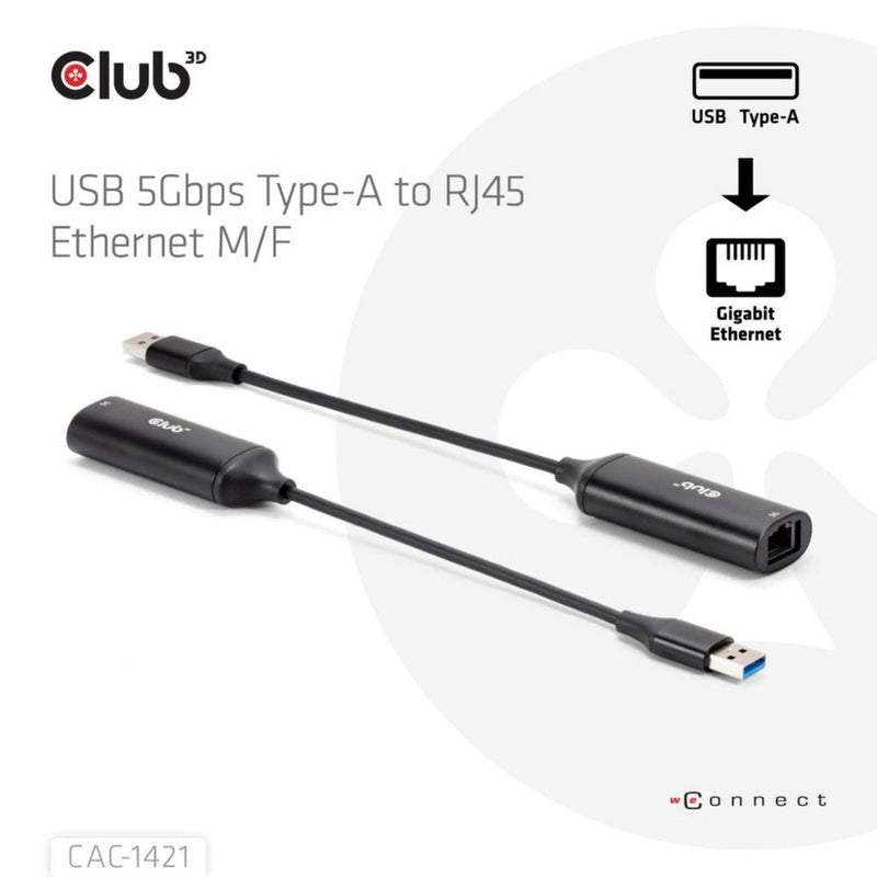 Afbeelding laden in galerijviewer, Club 3d usb-a naar rj45 ethernet 5gbps adapter (zwart)