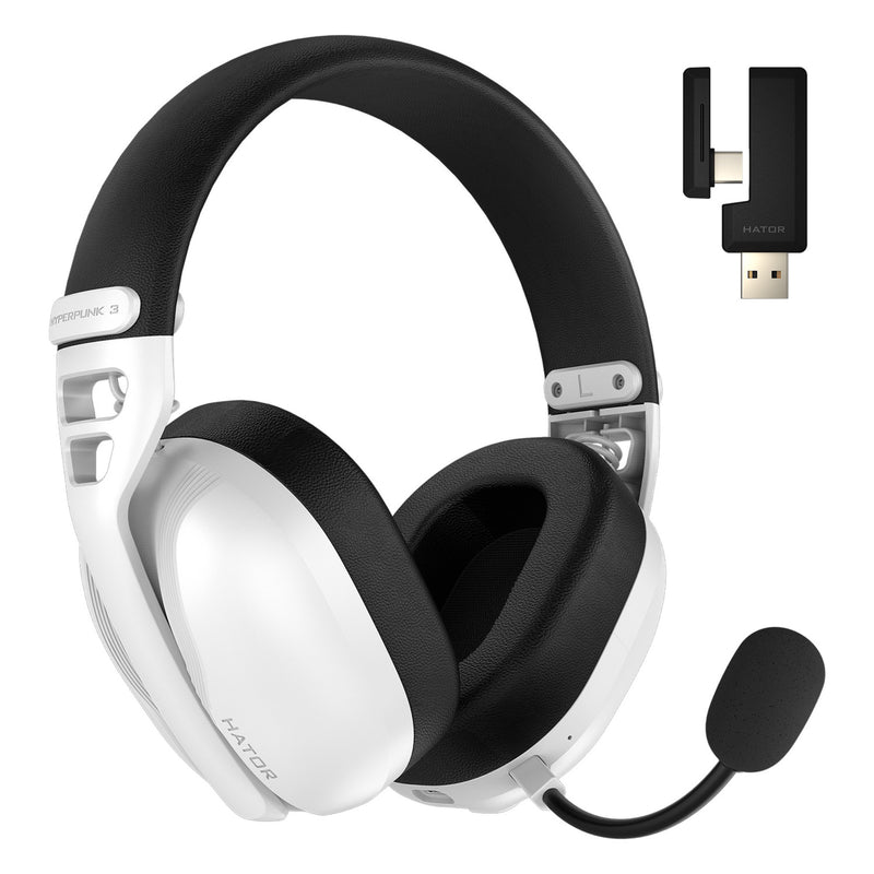 Afbeelding laden in galerijviewer, Hator hyperpunk 3 wireless over-ear gaming headset (wit, 2.4ghz bluetooth 5.4 usb-c)