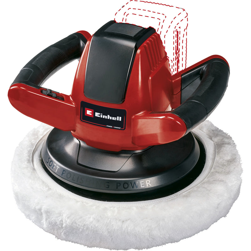 Afbeelding laden in galerijviewer, Einhell accu polijstmachine ce-cb 18 254 li solo - power x-change - 18 v li-ion - 2.500 t min - ø254 mm - incl. 2x polijstdoek (1x textiel, 1x synthetisch) - excl. accu en lader
