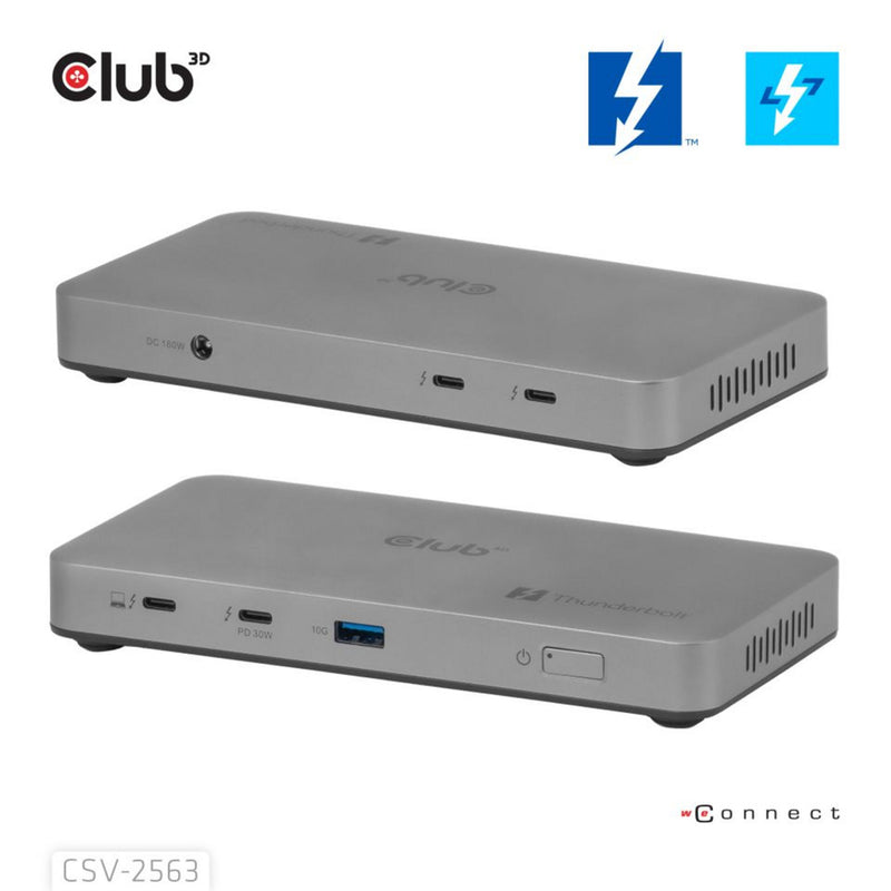 Afbeelding laden in galerijviewer, Club 3d 5-1 thunderbolt 5 hub triple video dockingstation (grijs)