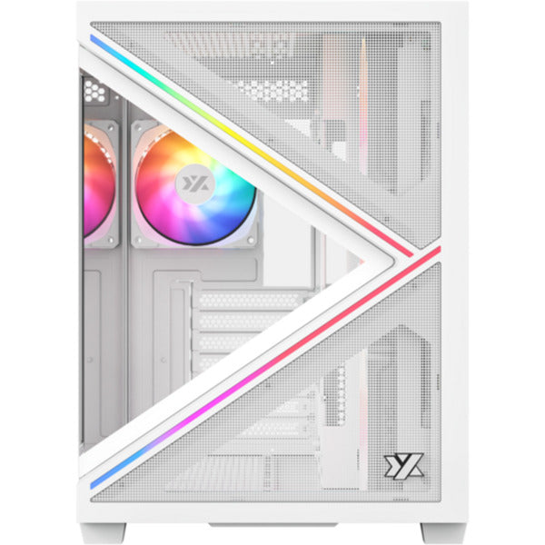 Afbeelding laden in galerijviewer, Xyz pc gear qubex midi tower behuizing (wit | 2x usb-a | 1x usb-c | tempered glass)