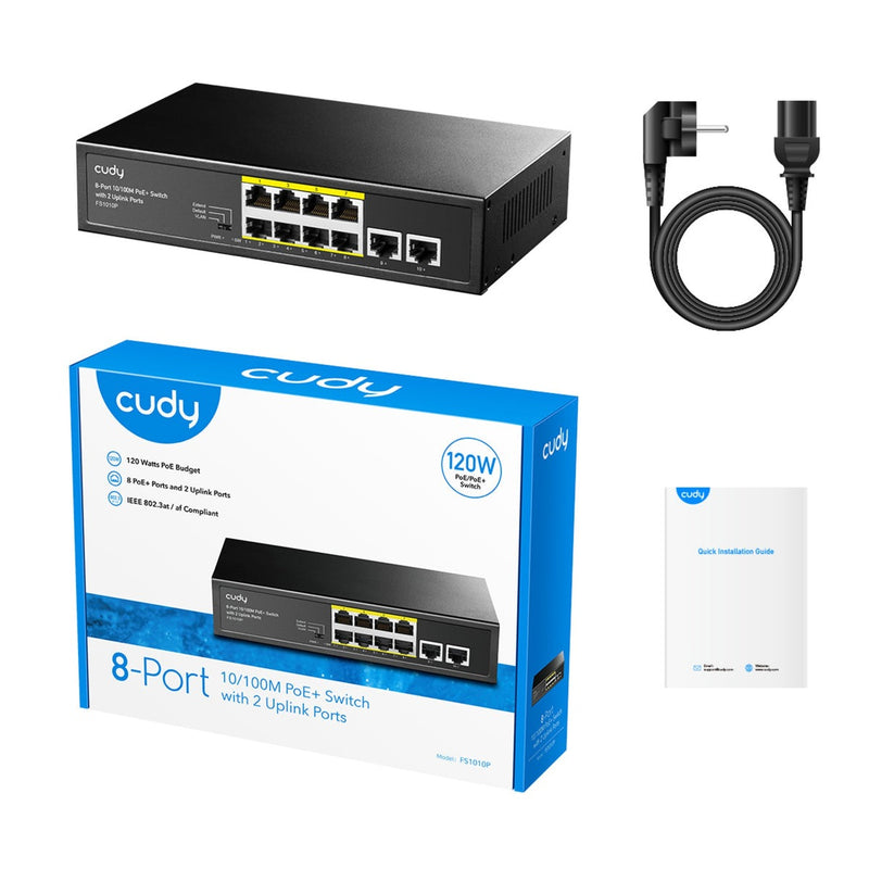 Afbeelding laden in galerijviewer, Cudy 8-port 10 100m poe+ switch (zwart)