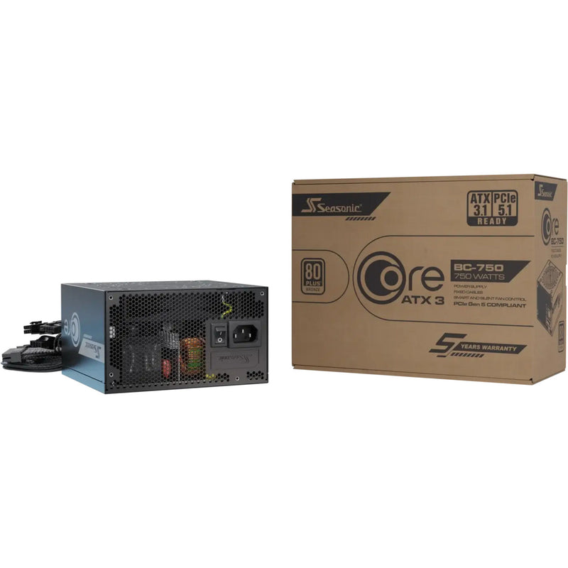 Afbeelding laden in galerijviewer, Seasonic core bc-750 atx 3.1 750 watt voeding (zwart, 1x 12v-2x6, 2x pcie)