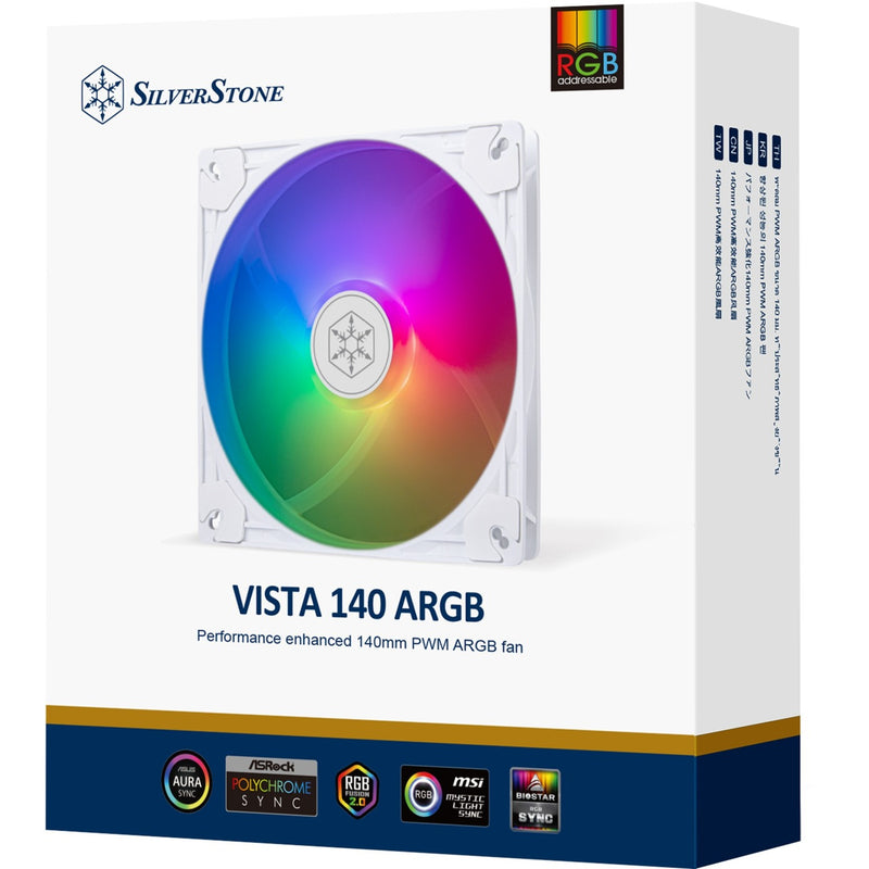 Afbeelding laden in galerijviewer, Silverstone vista 140 argb case fan (wit, 140 x 140 x 25 mm, pwm)