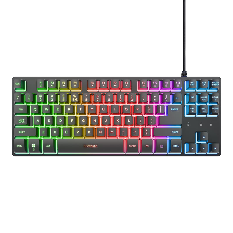 Afbeelding laden in galerijviewer, Trust gxt 833 thado toetsenbord met tkl-verlichting (zwart, us lay-out (qwerty), 80% (tkl), rgb)