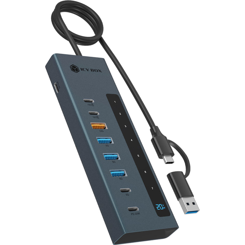 Afbeelding laden in galerijviewer, Icy box ib-hub1743-cpd 9-in-1 hub dockingstation (blauw)