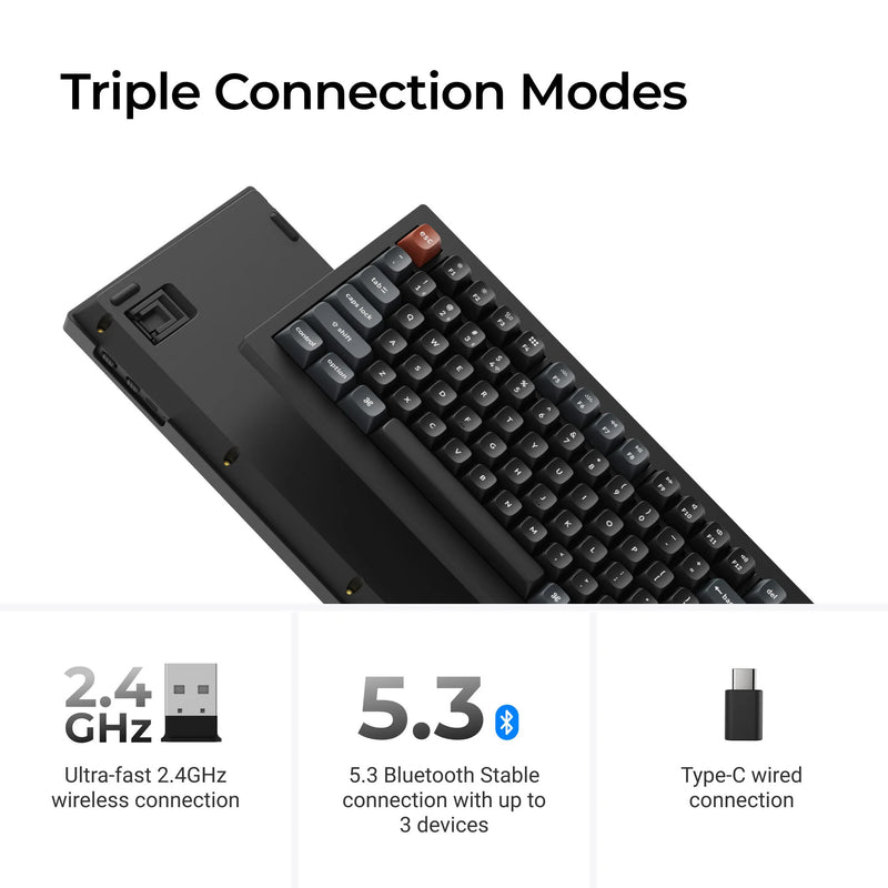 Afbeelding laden in galerijviewer, Keychron v5 ultra 8k wireless custom mechanical keyboard (zwart, us lay-out (qwerty), silk pom banana, 96%, rgb, hot swap, 2.4 ghz | bluetooth 5.3 | usb-c)