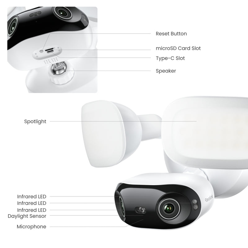Afbeelding laden in galerijviewer, Reolink f751w elite floodlight wifi beveiligingscamera (wit, uhd 4k, wifi)