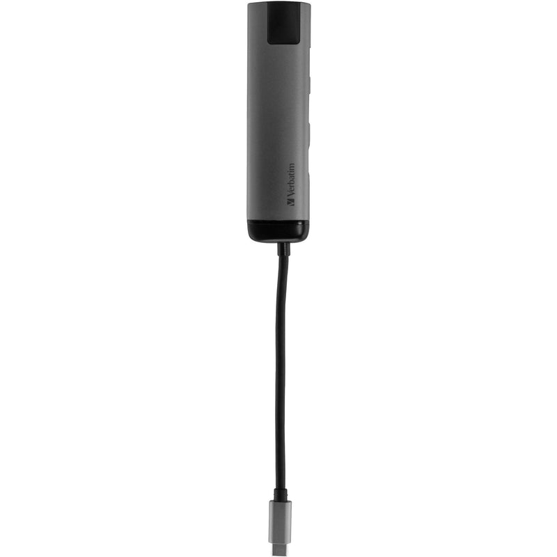 Afbeelding laden in galerijviewer, Verbatim usb 3.2 gen 1 multiport hub, usb-c > 2x usb-a + usb-c + hdmi + rj-45 usb-hub (zilver zwart, pd, opladen tot 100 watt)