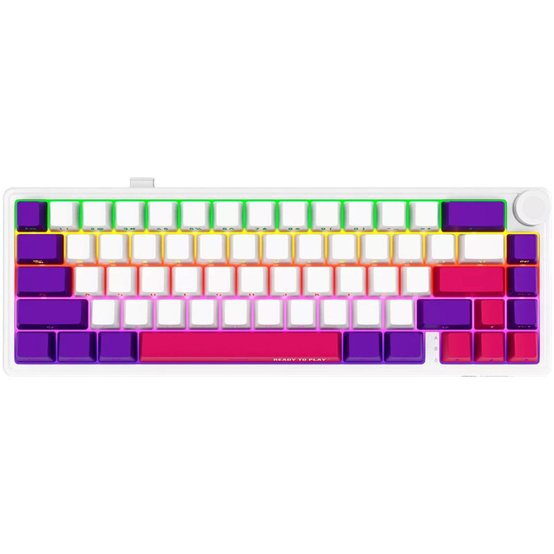 Afbeelding laden in galerijviewer, Lorgar kbp70mw rgb mechanisch gaming toetsenbord (wit, us lay-out (qwerty), logar toxic purple, 65%, rgb, hot-swappable, pbt double-shot, bluetooth | 2.4ghz | usb)
