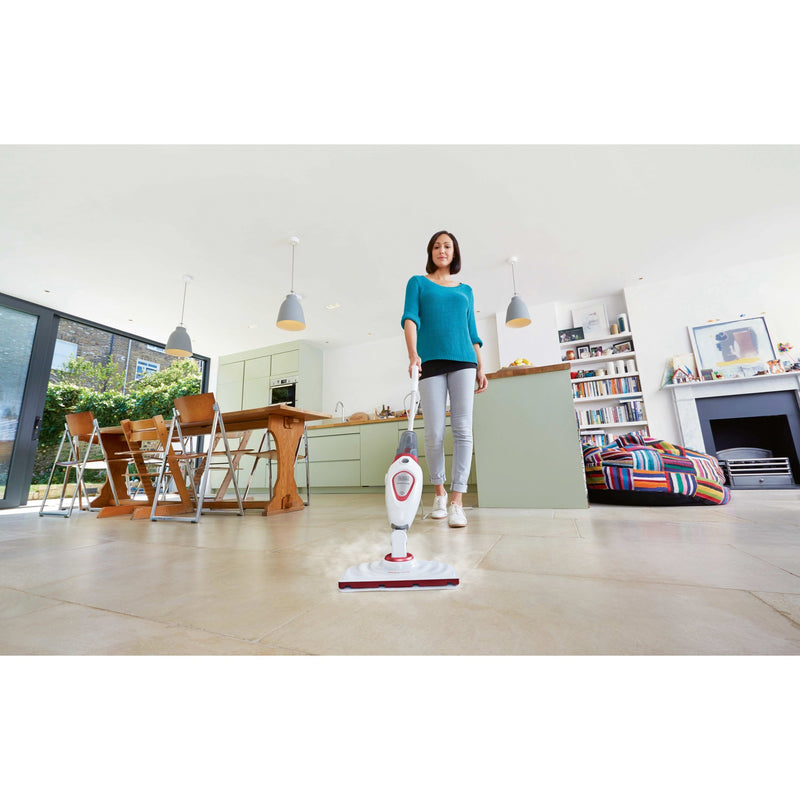 Afbeelding laden in galerijviewer, Black+decker bds1616r 1600w steam-mop met 2 stoomdoeken stoomreiniger (wit rood)