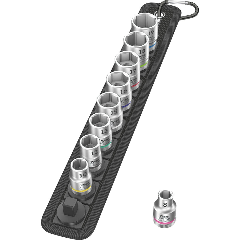 Afbeelding laden in galerijviewer, Wera belt b 4 zyklop doppen set dopsleutel (zwart zilver, 9-delig, met 3 8 -aandrijving)