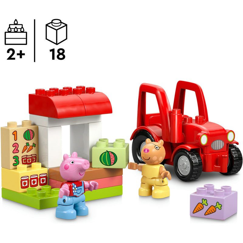 Afbeelding laden in galerijviewer, Lego duplo peppa big tractor en marktkraam dieren speelgoed voor peuters - 10468