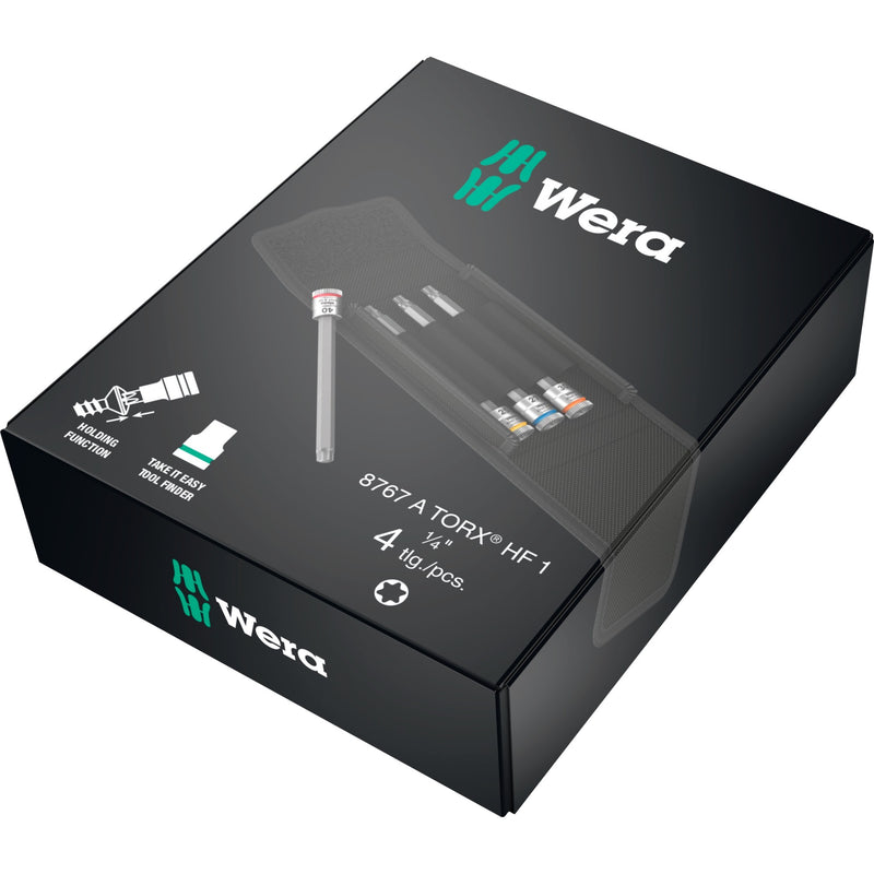 Afbeelding laden in galerijviewer, Wera 8767 a torx® hf 1 zyklop bitdoppen set torx dopsleutel (zwart zilver, 4-delig, met vasthoudfunctie, 1 4 -aandrijving)