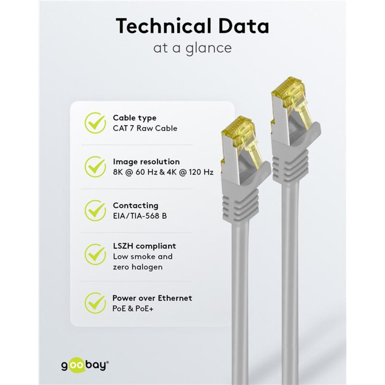 Afbeelding laden in galerijviewer, Goobay patchkabel cat 6a s ftp met cat 7 kabel (grijs, 20 m)