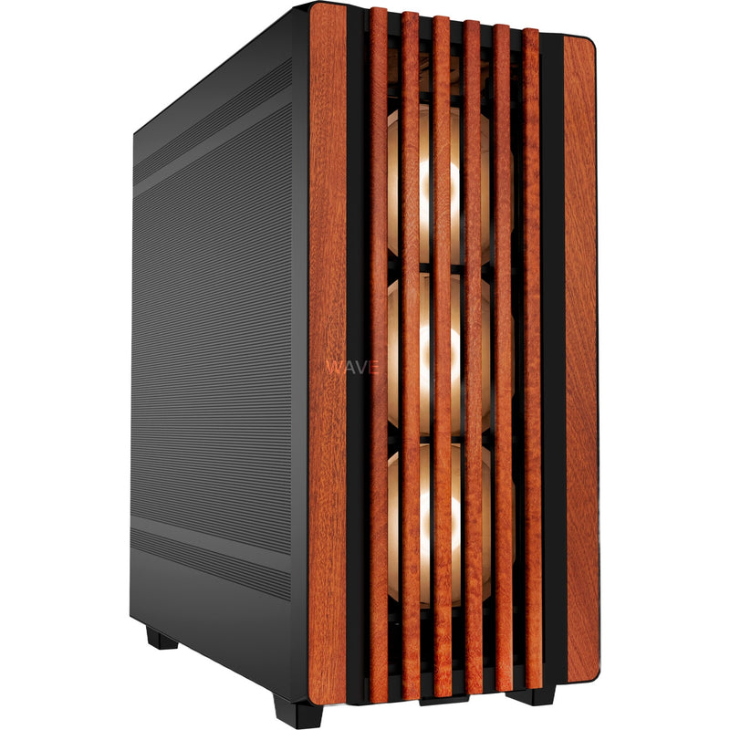 Afbeelding laden in galerijviewer, Sharkoon rebel c70m rgb midi tower behuizing (zwart houtkleur | 2x usb-a | 1x usb-c | rgb)