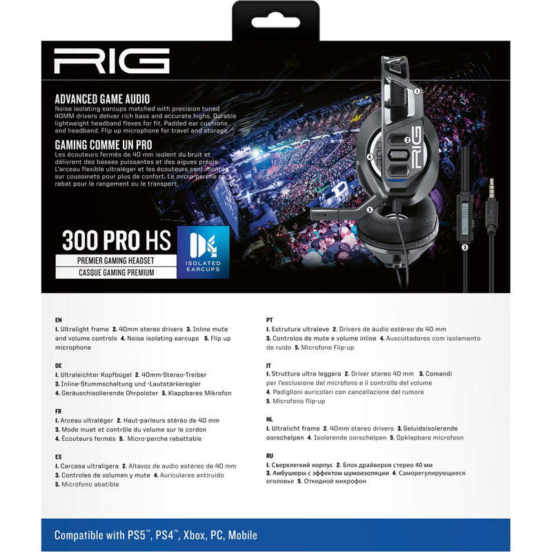 Afbeelding laden in galerijviewer, Nacon rig 300 pro hs over-ear gaming headset (zwart, playstation 4, playstation 5, xbox, nintendo switch, pc)