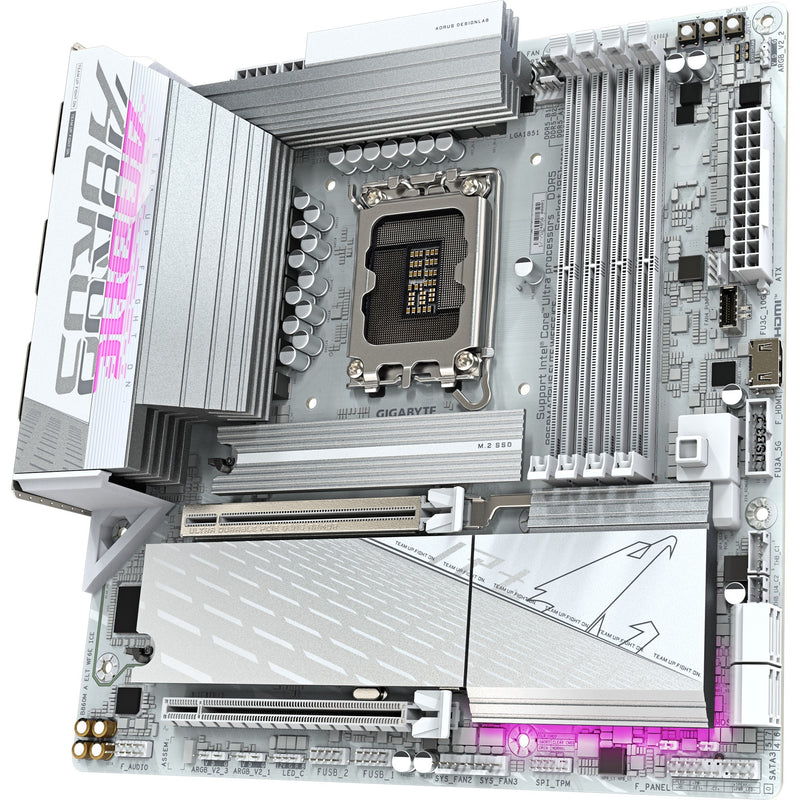 Afbeelding laden in galerijviewer, Gigabyte b860m aorus elite wifi6e ice socket 1851 moederbord (zilver wit, raid, 2.5gb-lan, wi-fi 7, bt, sound, µatx)