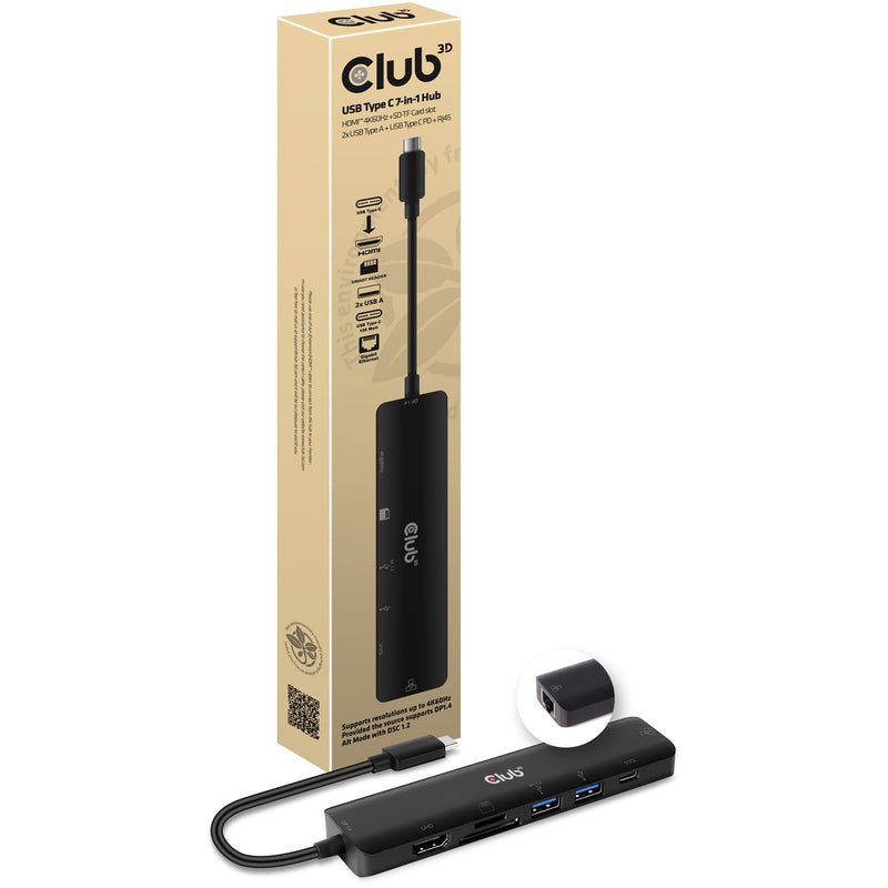 Afbeelding laden in galerijviewer, Club 3d csv-1592 usb type c 7-in-1 hub dockingstation (zwart)