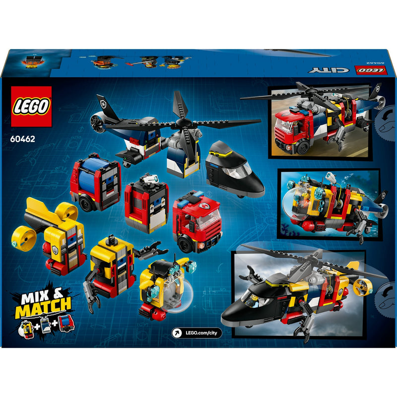Afbeelding laden in galerijviewer, Lego city - helikopter, brandweerauto en onderzeeër remix constructiespeelgoed (60462 | set van 3 modulaire voertuigen)