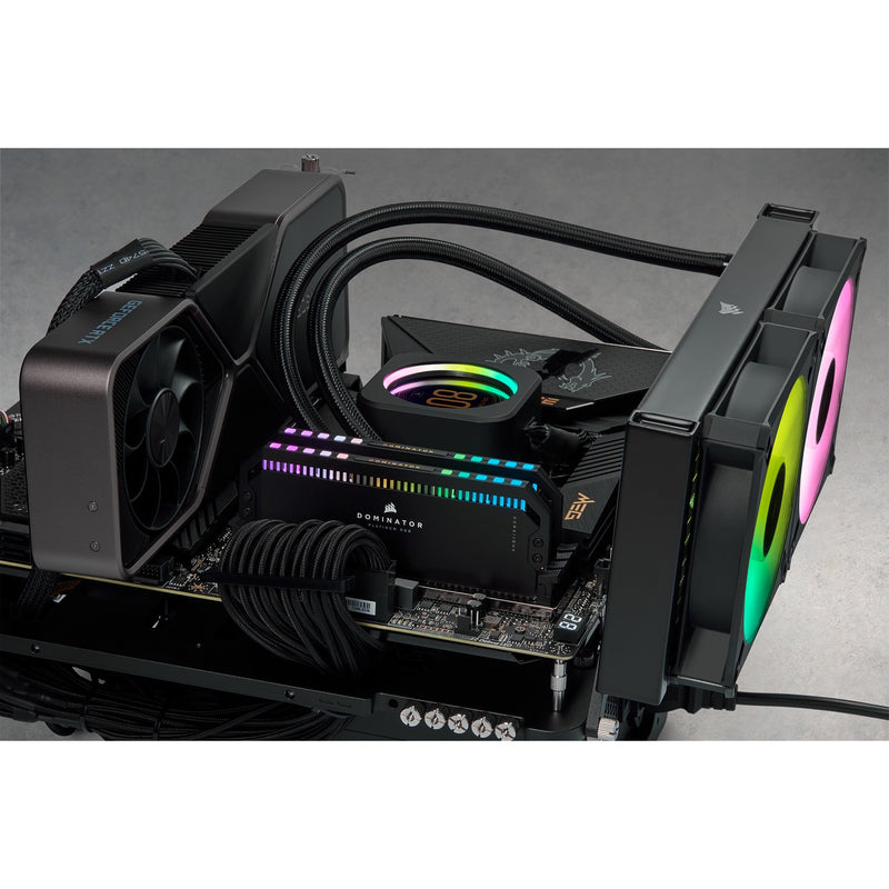 Afbeelding laden in galerijviewer, Corsair dominator platinum rgb 64 gb ddr5-5200 (2x 32 gb) werkgeheugen (zwart, cmt64gx5m2b5200c40, xmp 3.0)