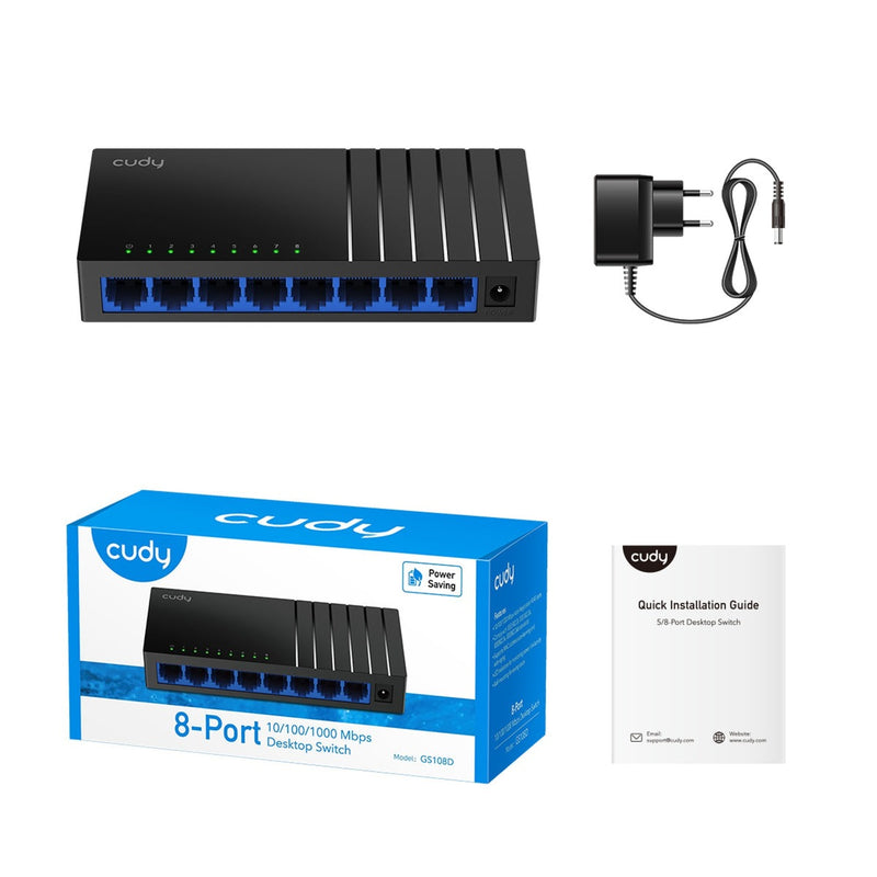 Afbeelding laden in galerijviewer, Cudy 8-port gigabit desktop switch (zwart)