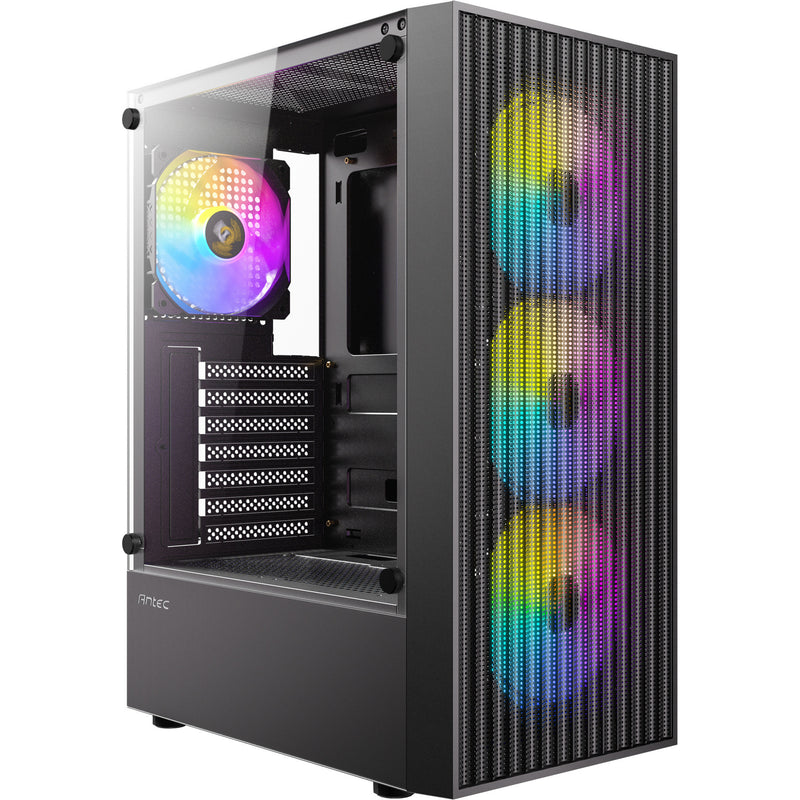 Afbeelding laden in galerijviewer, Antec ax27 rgb elite midi tower behuizing (zwart | 3x usb-a | tempered glass)