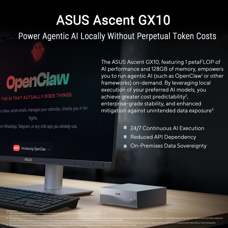 Afbeelding laden in galerijviewer, Asus ascent gx10 arm v9.2-a 128 1 mini-pc (donkergrijs | nvidia gb10 grace blackwell | dgx spark | nvlink-c2c | 128 gb | 1 tb ssd)