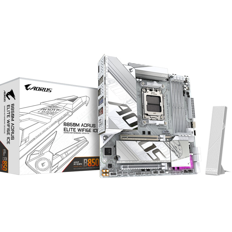 Afbeelding laden in galerijviewer, Gigabyte b850m aorus elite wifi6e ice socket am5 moederbord (zilver wit, raid, 2,5gb-lan, wi-fi 6e, bt, sound, µatx)