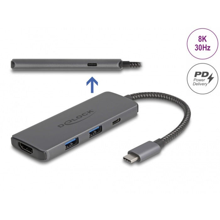 Afbeelding laden in galerijviewer, Delock usb type-c docking station 8k (donkergrijs, hdmi, usb, pd 3.0 100 w)
