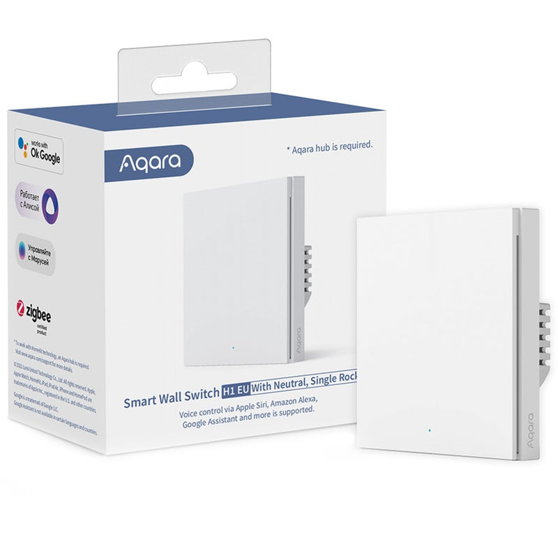 Afbeelding laden in galerijviewer, Aqara smart wall switch h1 (with neutral, single rocker) - zigbee 3.0 - enkele schakelaar - één knop - met nuldraad