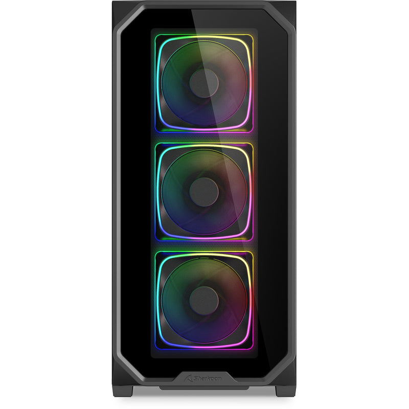 Afbeelding laden in galerijviewer, Sharkoon ak5g rgb midi tower behuizing (zwart | 2x usb-a | 1x usb-c | rgb | tempered glass)