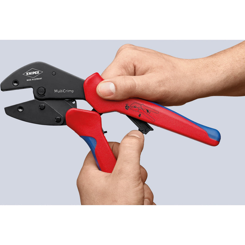 Afbeelding laden in galerijviewer, Knipex multicrimp krimptang 973302 (rood blauw)