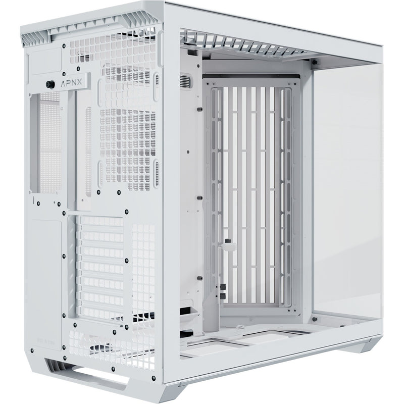 Afbeelding laden in galerijviewer, Apnx v1-w-wt-v1 midi tower behuizing (wit houtkleur | 2x usb-a | 1x usb-c | window)