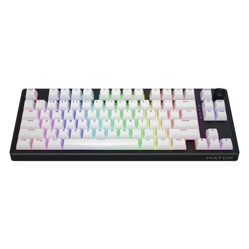 Afbeelding laden in galerijviewer, Hator skyfall wireless rgb mechanisch gaming toetsenbord (zwart, us lay-out (qwerty), hator aurum lemon, 80% (tkl), rgb, double shot abs, hot-swap, 2.4ghz | bluetooth | usb-c)