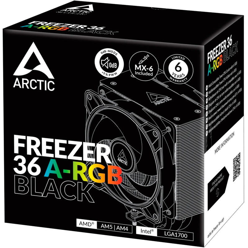 Afbeelding laden in galerijviewer, Arctic freezer 36 a-rgb cpu-koeler (zwart, 4-pin pwm)