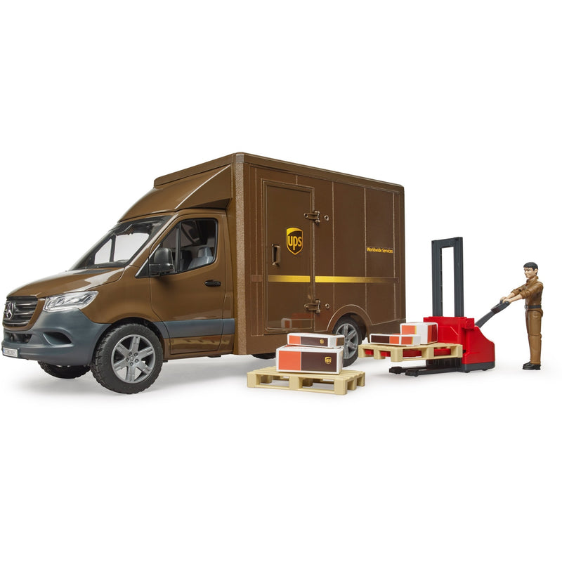 Afbeelding laden in galerijviewer, Bruder mb sprinter ups met chauffeur en toebehoren modelvoertuig (02678)