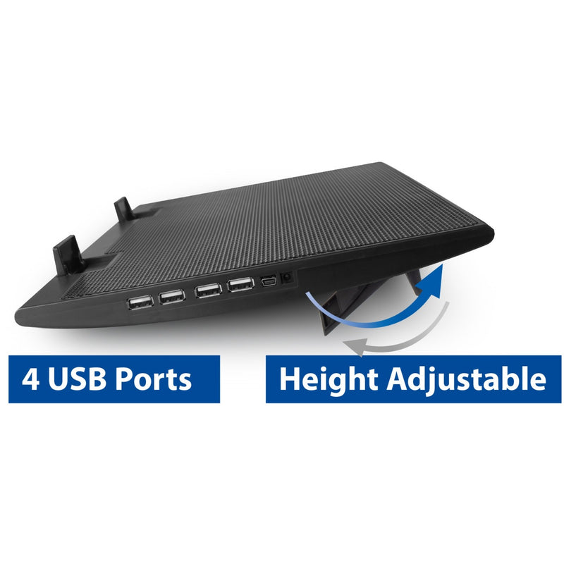 Afbeelding laden in galerijviewer, Act connectivity laptopstandaard, met ventilator, hoogte verstelbaar in 2 standen (zwart, 4-poorts usb 2.0 hub)