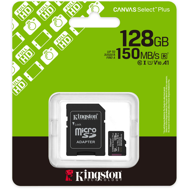 Afbeelding laden in galerijviewer, Kingston canvas select plus 128 gb microsdxc geheugenkaart (zwart, uhs-i u1, class 10, v10, incl. sd adapter)