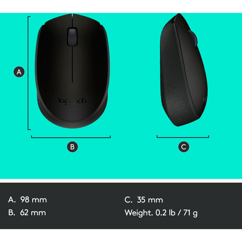 Afbeelding laden in galerijviewer, Logitech b170 muis (zwart, draadloos)