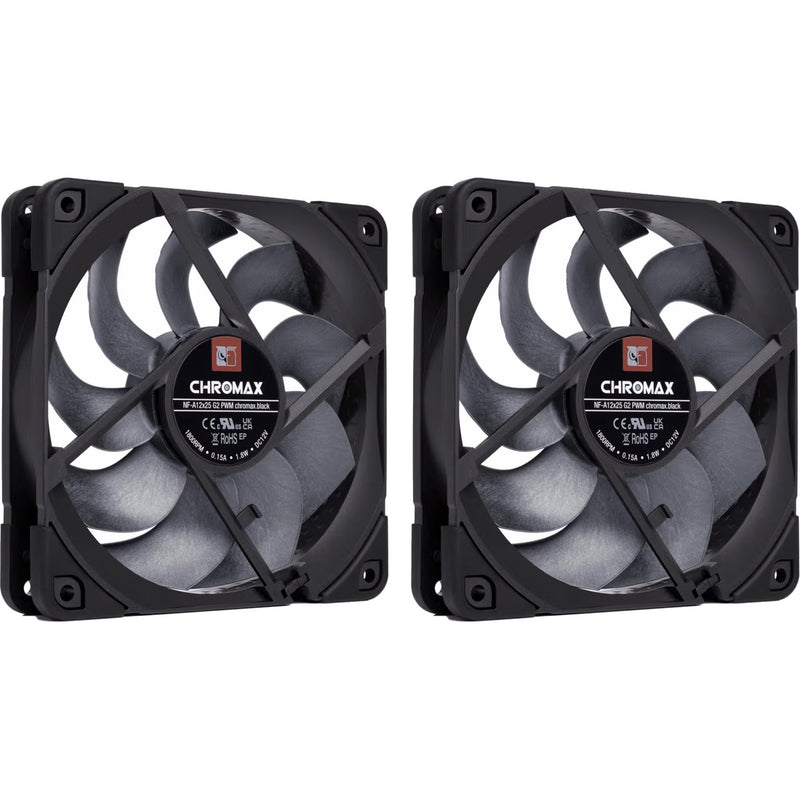 Afbeelding laden in galerijviewer, Noctua nf-a12x25 g2 pwm sx2-pp chromax.black case fans (zwart, 2 stuks, 120 x 120 x 25 mm)
