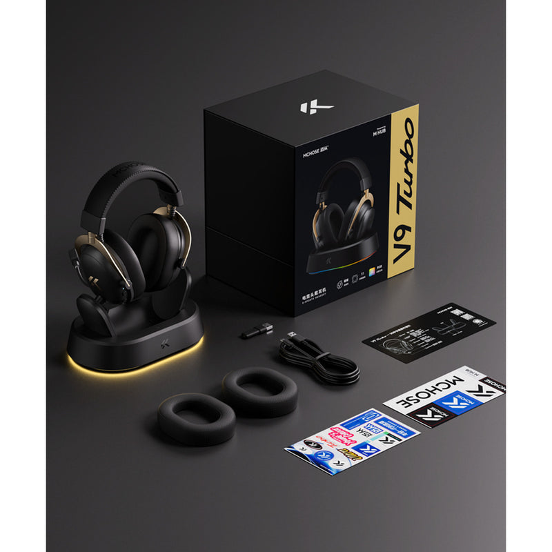 Afbeelding laden in galerijviewer, Mchose v9 turbo+ magnetic wireless over-ear gaming headset (wit zilver, nintendo switch, playstation 4, playstation 5, mobiel, pc, 2.4g bluetooth usb)